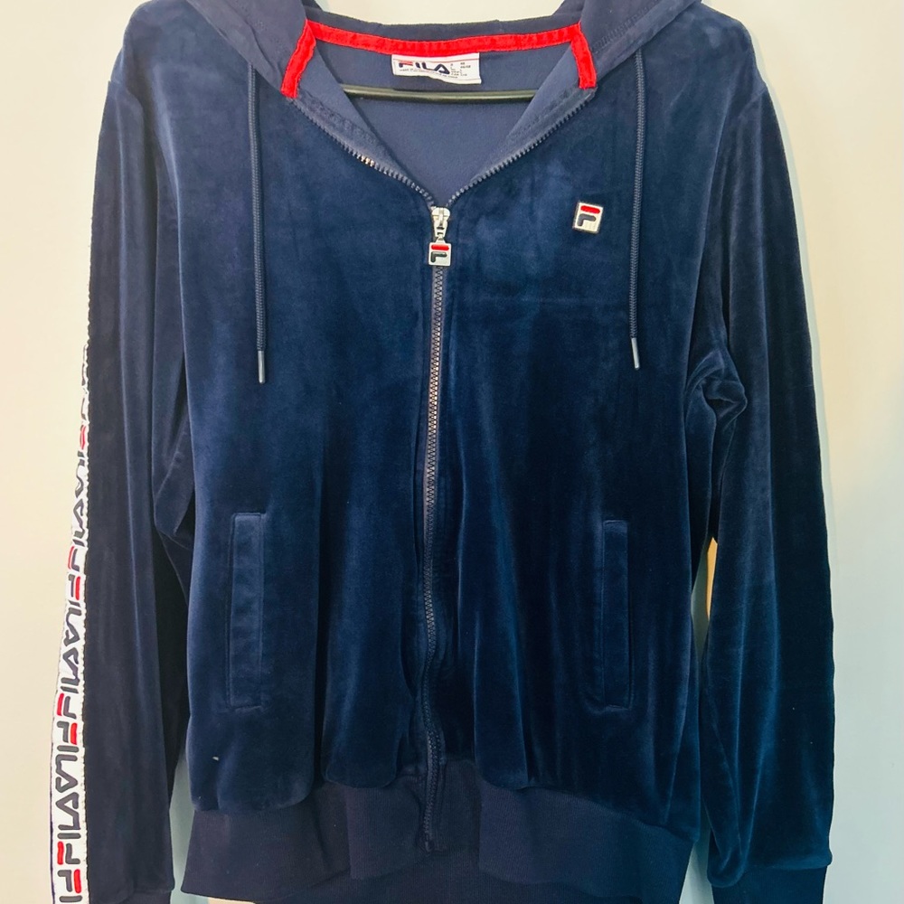 Fila Zip Up Hoodie with Fila Logo Stripe